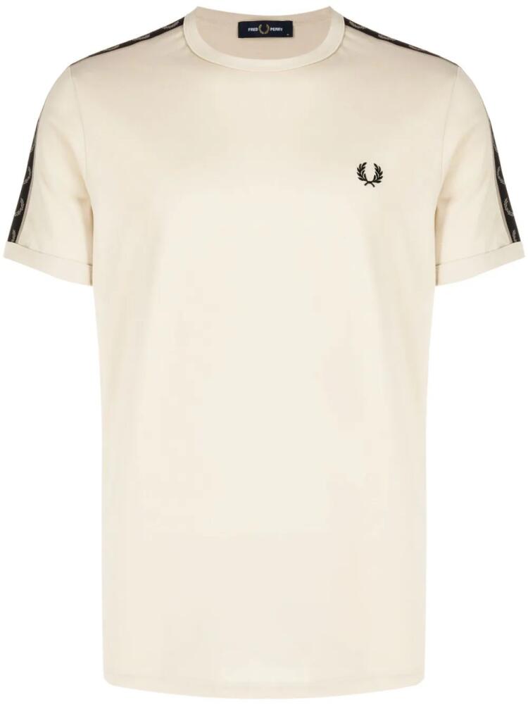 Fred Perry logo-embroidered cotton T-shirt - Neutrals Cover