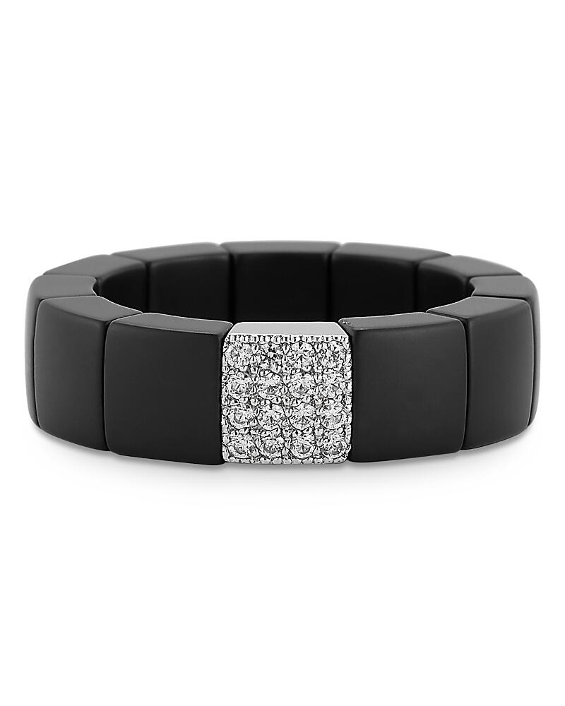 Roberto Demeglio 18K White Gold & Matte Black Ceramic Stretch Ring with Diamonds, 0.14 ct. t. w. Cover