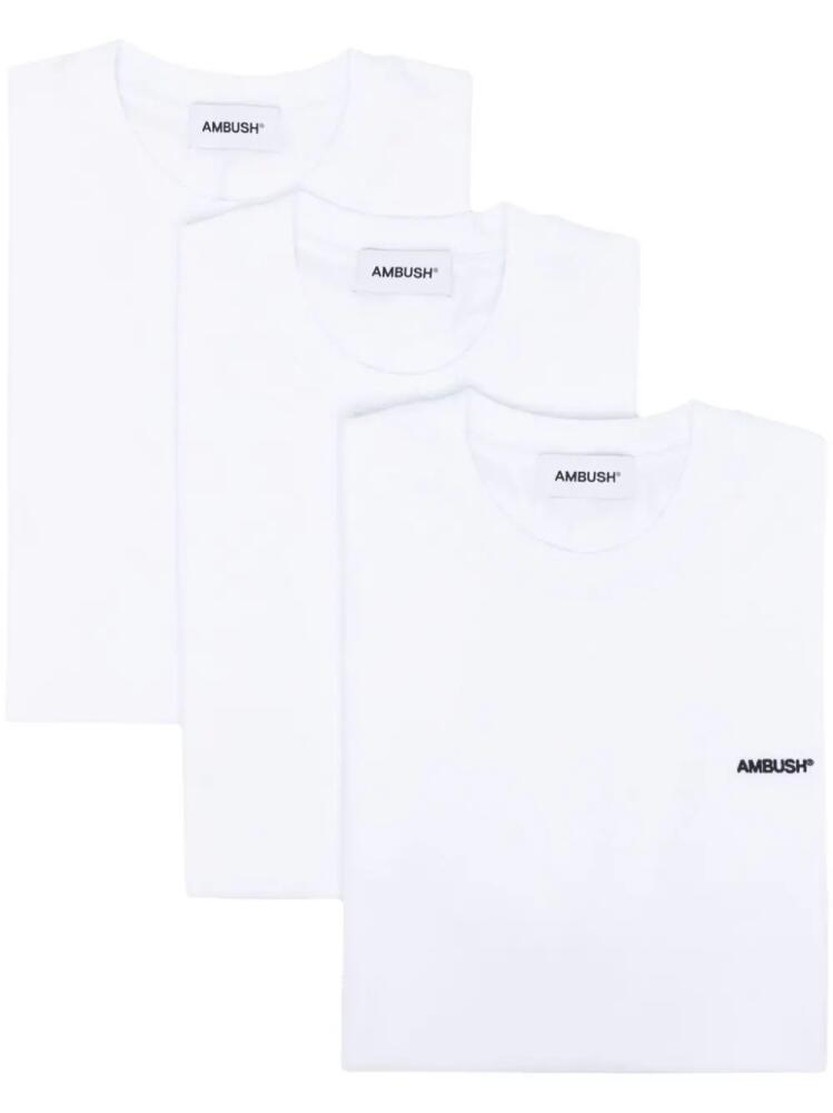 AMBUSH logo-embroidered cotton T-shirt (pack of three) - White Cover