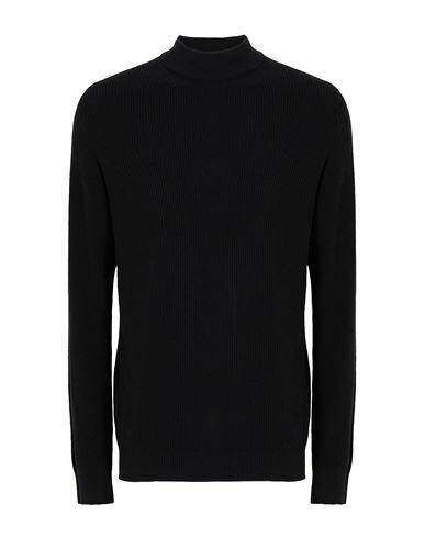 8 By Yoox Cotton Rib Knit Mock-neck Jumper Man Turtleneck Black Cotton, Recycled cotton Cover