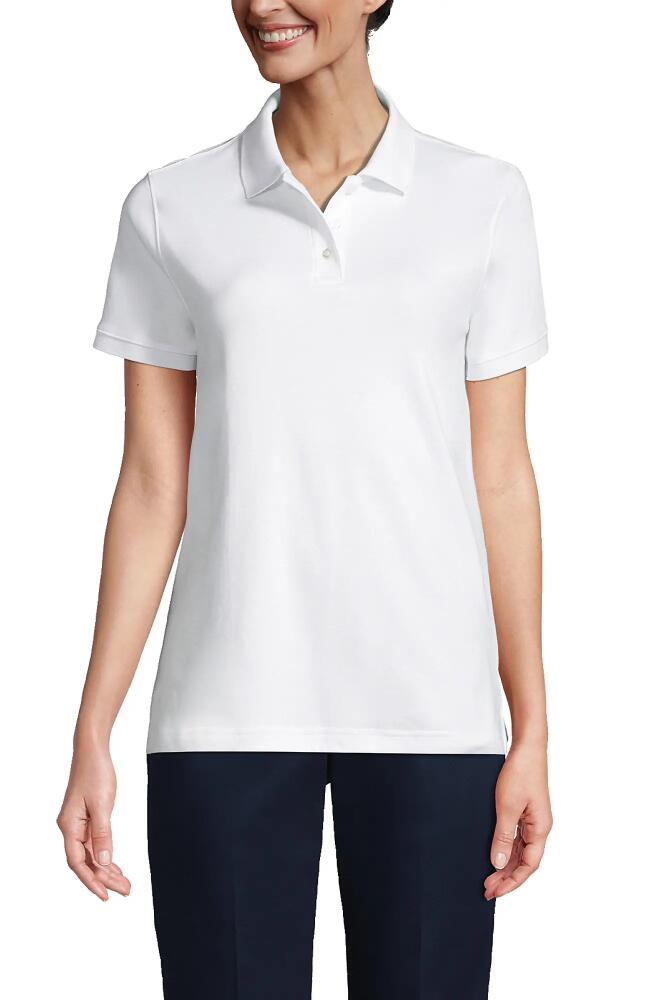 Lands' End School Uniform Short Sleeve Interlock Polo Shirt in White Cover