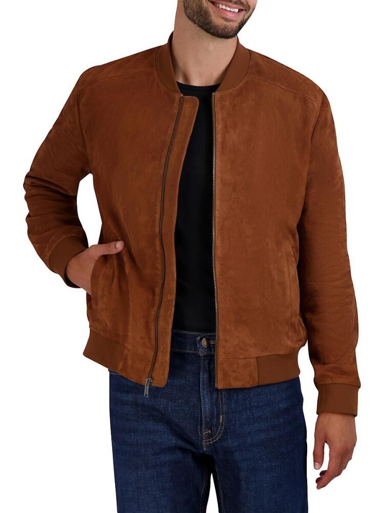 Cole Haan Men's Suede Bomber Jacket - Cognac Cover