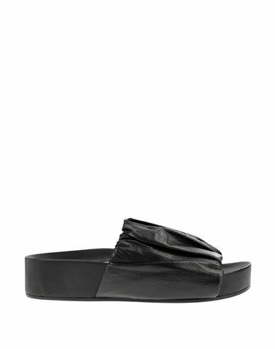 Jil Sander Jil Sander Black Strap Sandal Woman Sandals Black Leather Cover