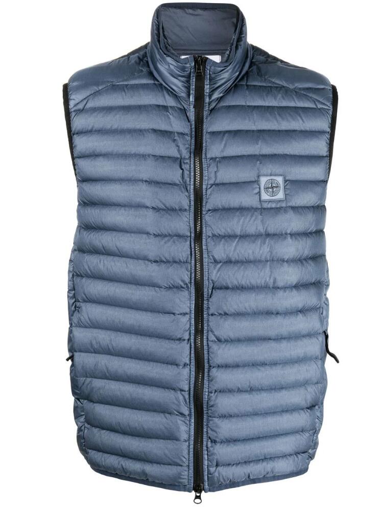 Stone Island logo patch padded gilet - Blue Cover