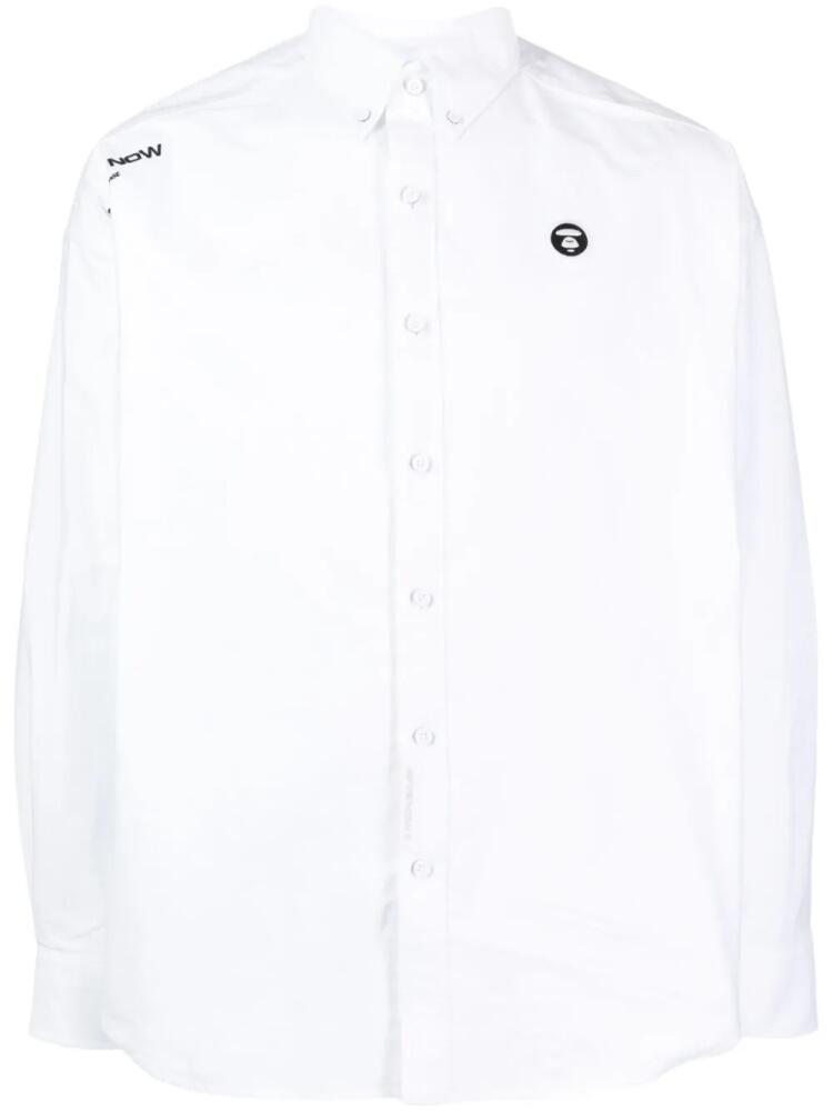 AAPE BY *A BATHING APE® logo-embroidered cotton shirt - White Cover