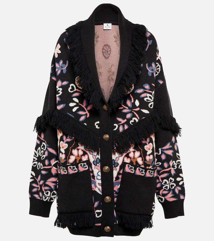 Etro Fringed floral wool cardigan Cover