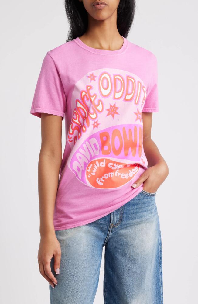 Philcos Space Oddity Bowie Cotton Graphic T-Shirt in Pink - Hot Cover