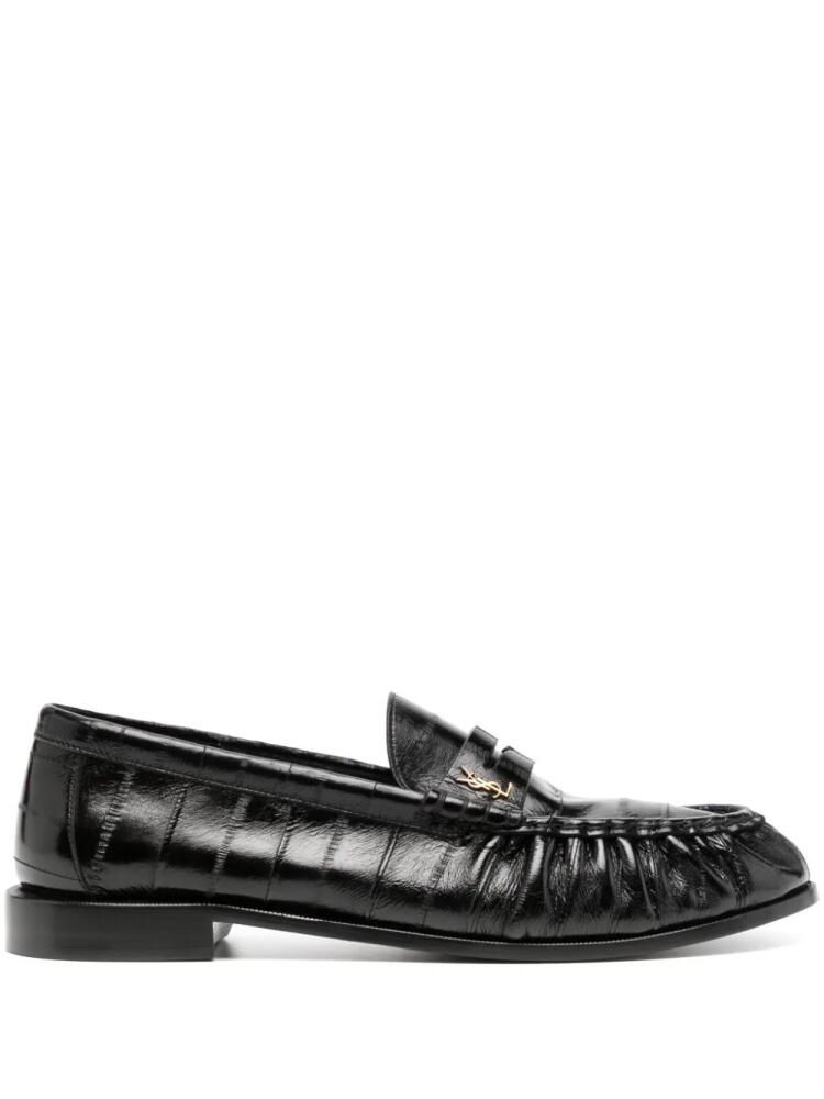 Saint Laurent logo-plaque leather loafers - Black Cover