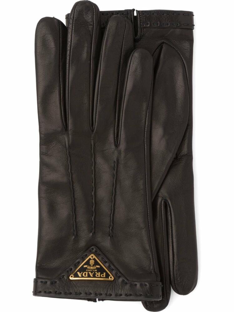 Prada logo-plaque slip-on gloves - Black Cover