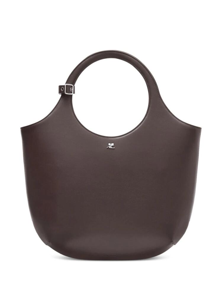 Courrèges medium Holy leather tote bag - Brown Cover