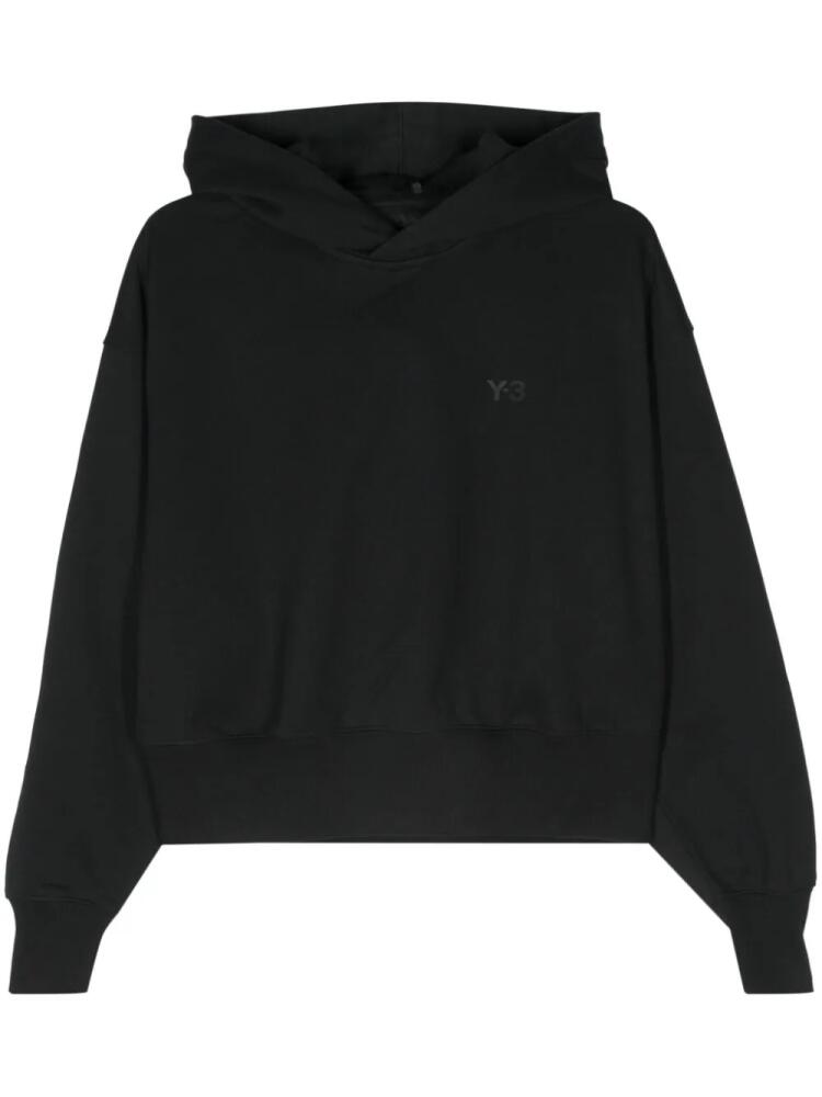 Y-3 logo-print cotton hoodie - Black Cover