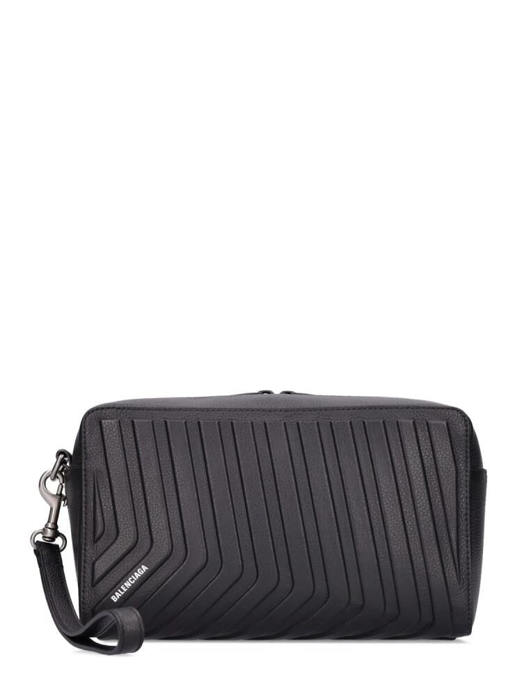 BALENCIAGA Car Embossed Leather Toiletry Bag Cover