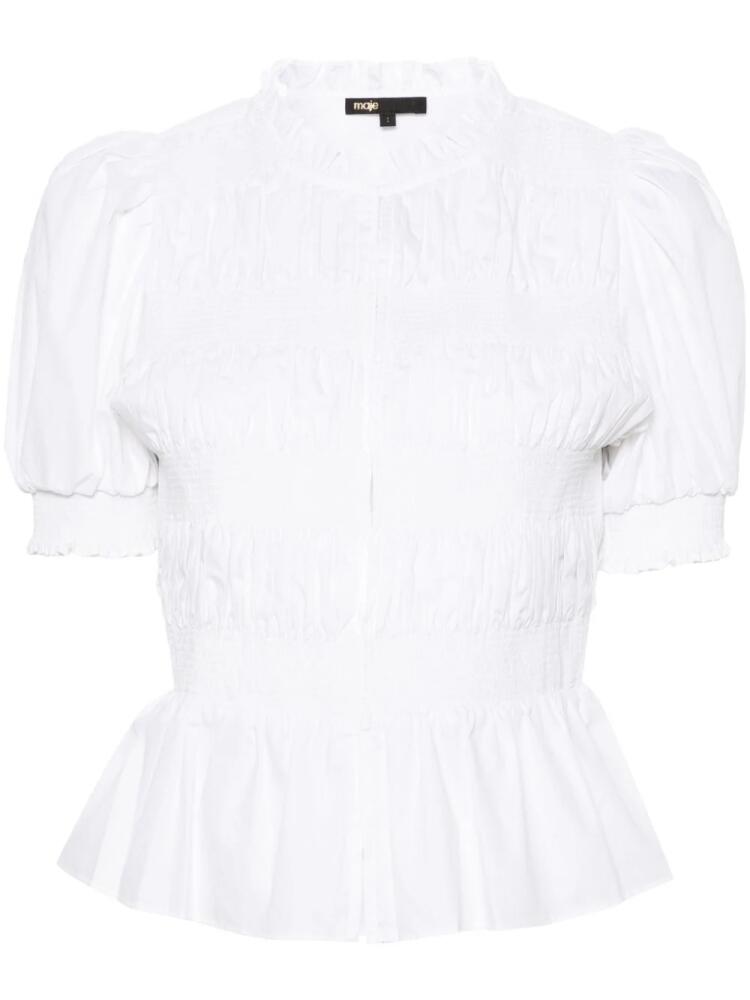 Maje ruffled cotton blouse - White Cover