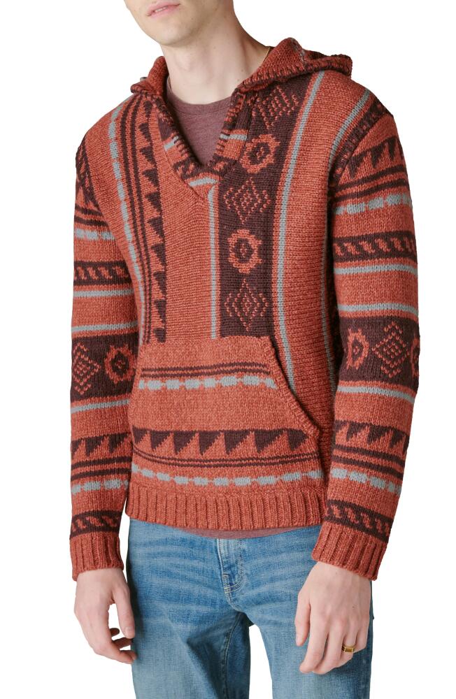 Lucky Brand Southwestern Pattern Knit Hoodie in Apple Butter Combo Cover