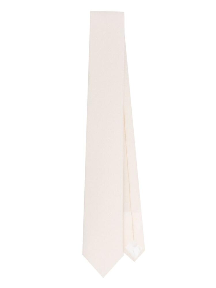 Saint Laurent pointed-tip faille tie - White Cover