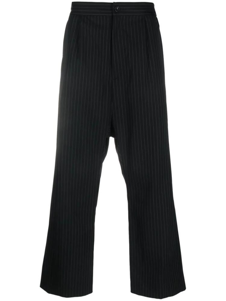 Attachment pinstripe-print drop-crotch trousers - Black Cover