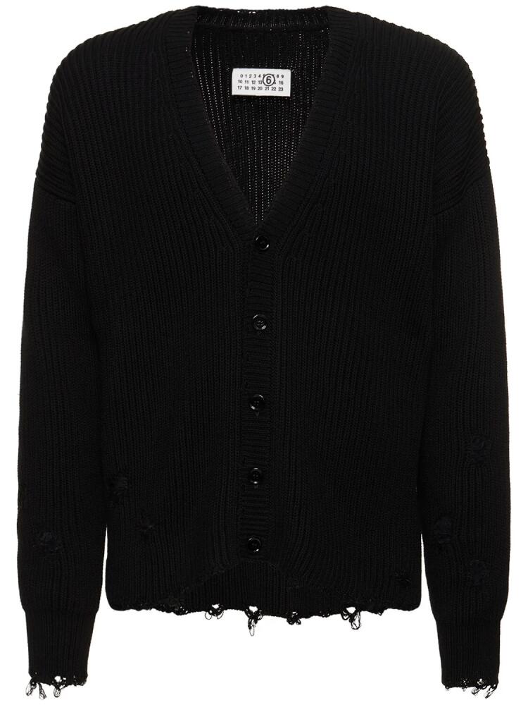 MM6 MAISON MARGIELA Distressed Cotton Knit Cardigan Cover