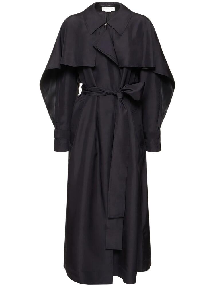 VICTORIA BECKHAM Pleated Silk Trench Coat Cover