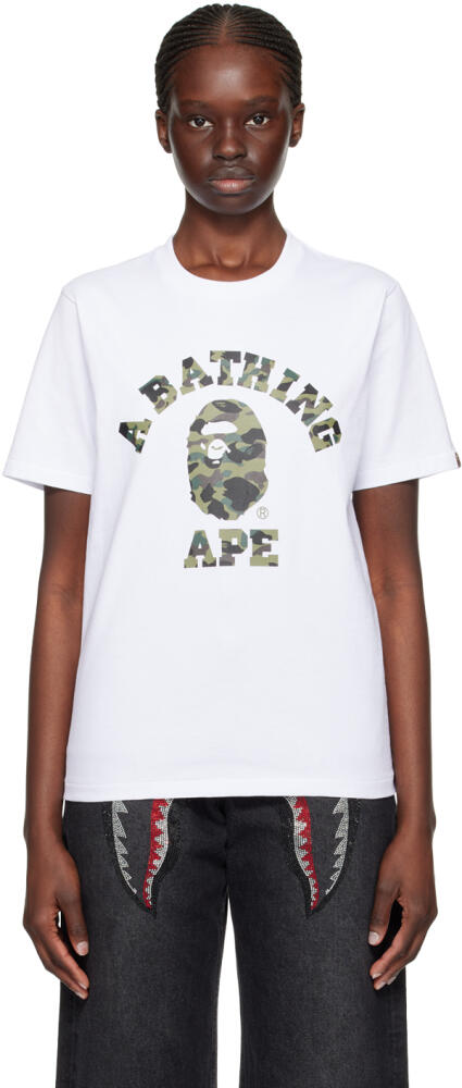 BAPE White 1st Camo College T-Shirt Cover