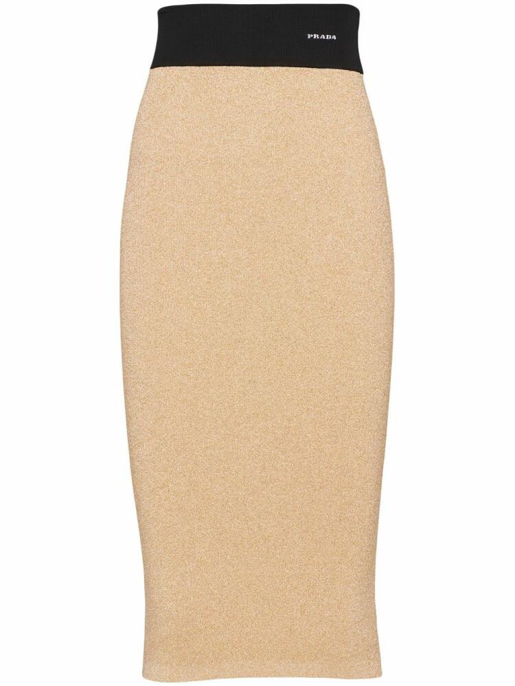 Prada lamé midi skirt - Gold Cover