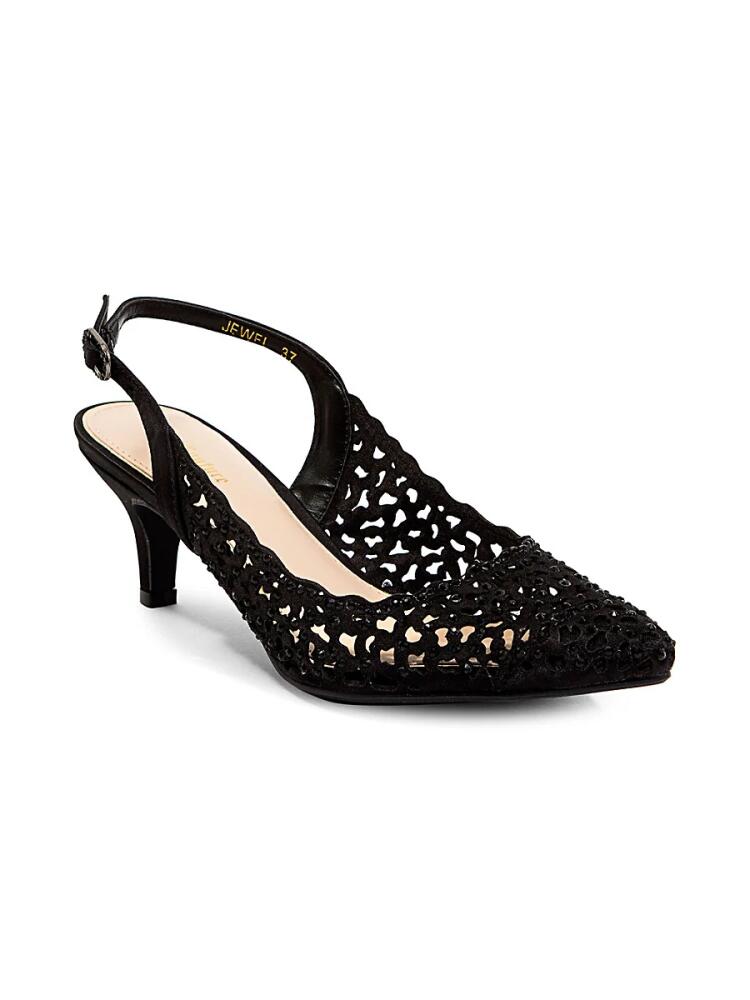 Lady Couture Women's Jewel Laser-Cut Slingback Pumps - Black Cover