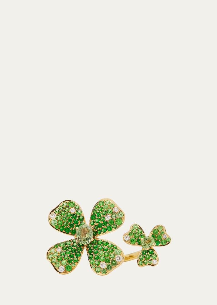 Stefere Yellow Gold Green Garnet and Green Sapphire Ring from The Flower Collection Cover