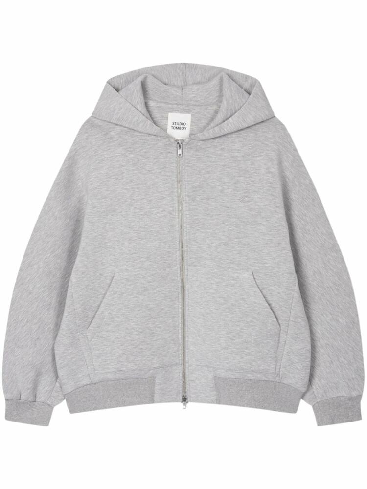 STUDIO TOMBOY logo-embroidered zip-up hoodie - Grey Cover