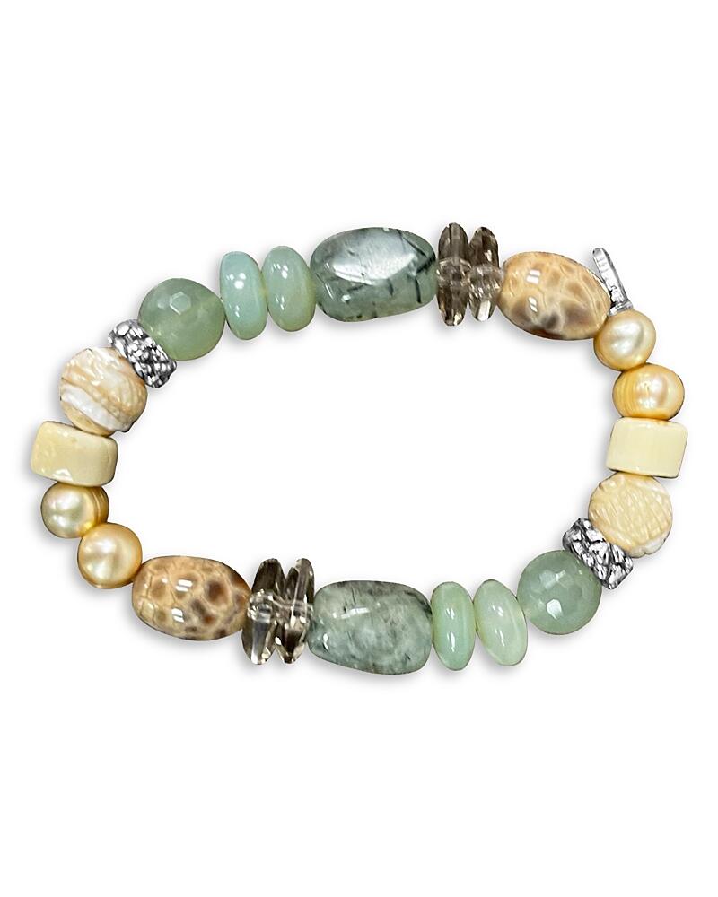 Stephen Dweck Sterling Silver Terraquatic Multi Gemstone Stretch Statement Bracelet Cover