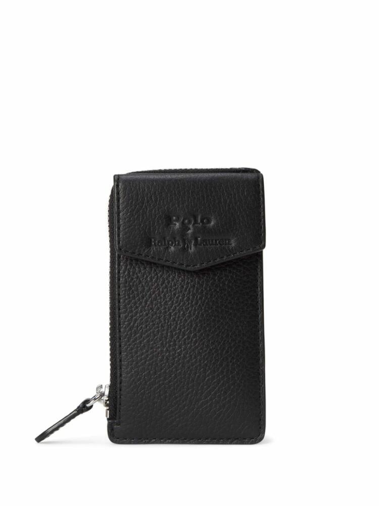 Polo Ralph Lauren small pebble-texture leather card holder - Black Cover