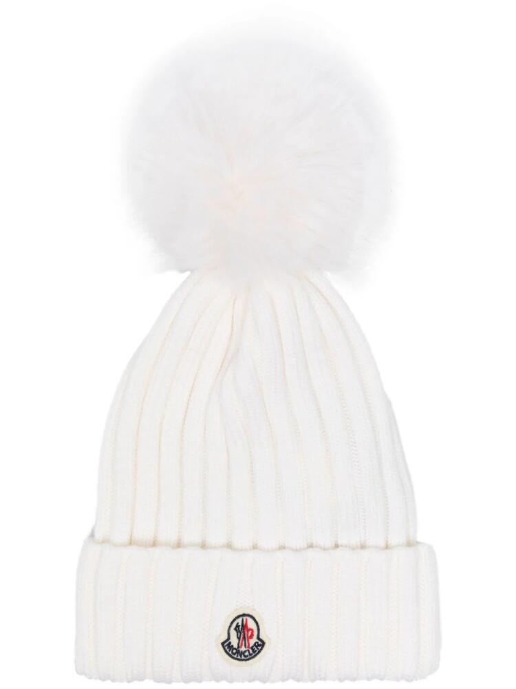 Moncler pompom wool beanie - White Cover