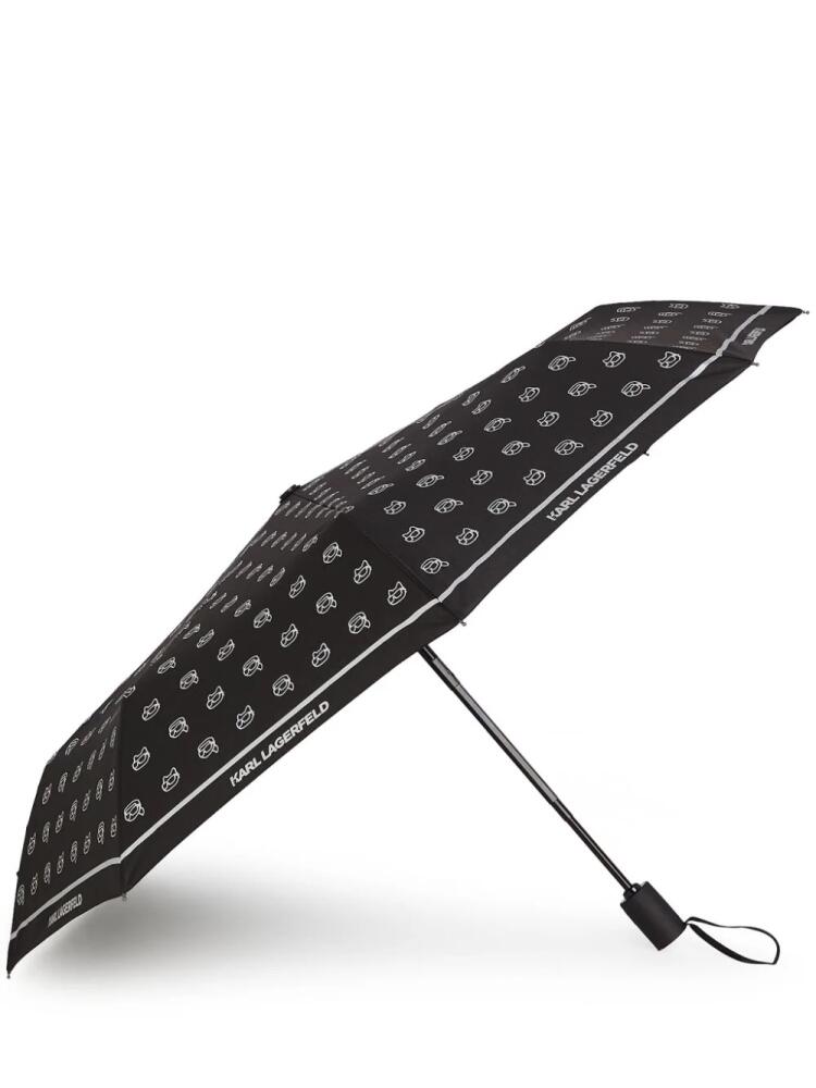 Karl Lagerfeld Ikonik metalliic-effect umbrella - Black Cover