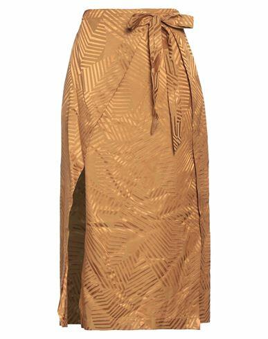 Manila Grace Woman Midi skirt Camel Viscose, Cotton Cover