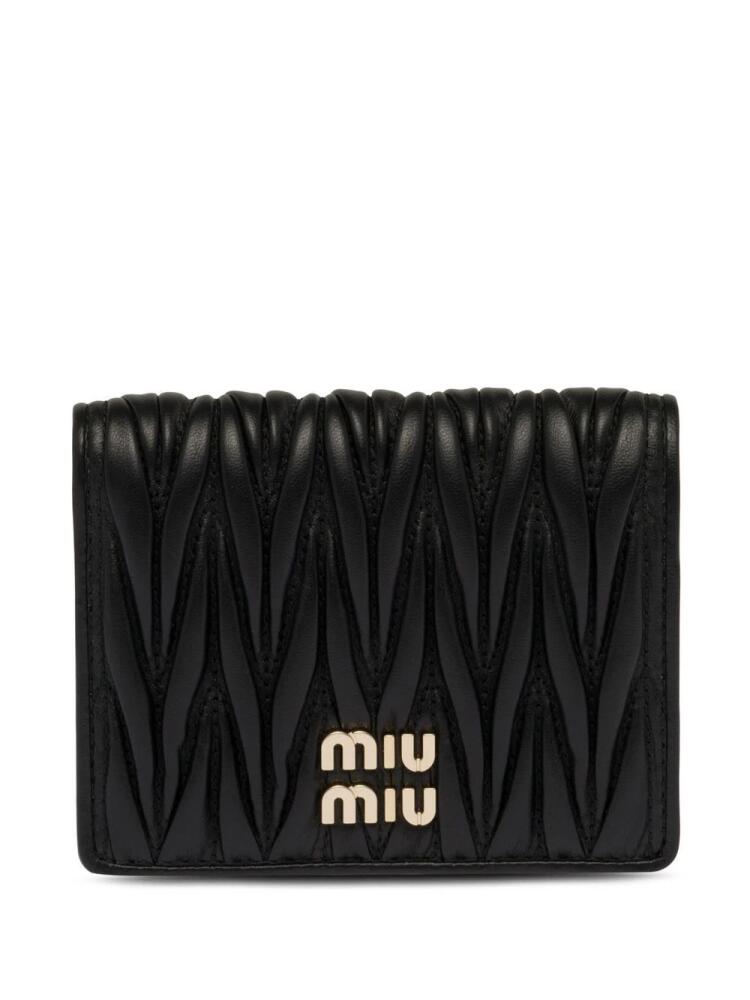 Miu Miu logo-plaque matelassé wallet - Black Cover