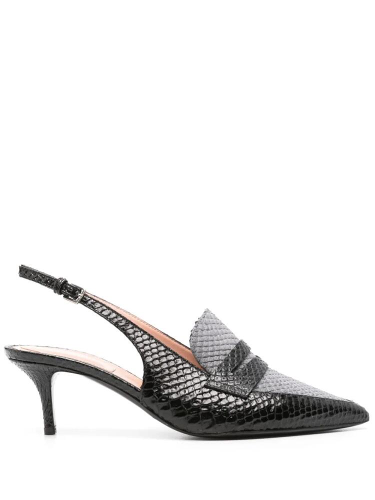 Alberta Ferretti 55mm python-print slingback pumps - Black Cover