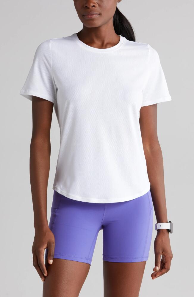 zella Motivate Perforated Crewneck T-Shirt in White Cover