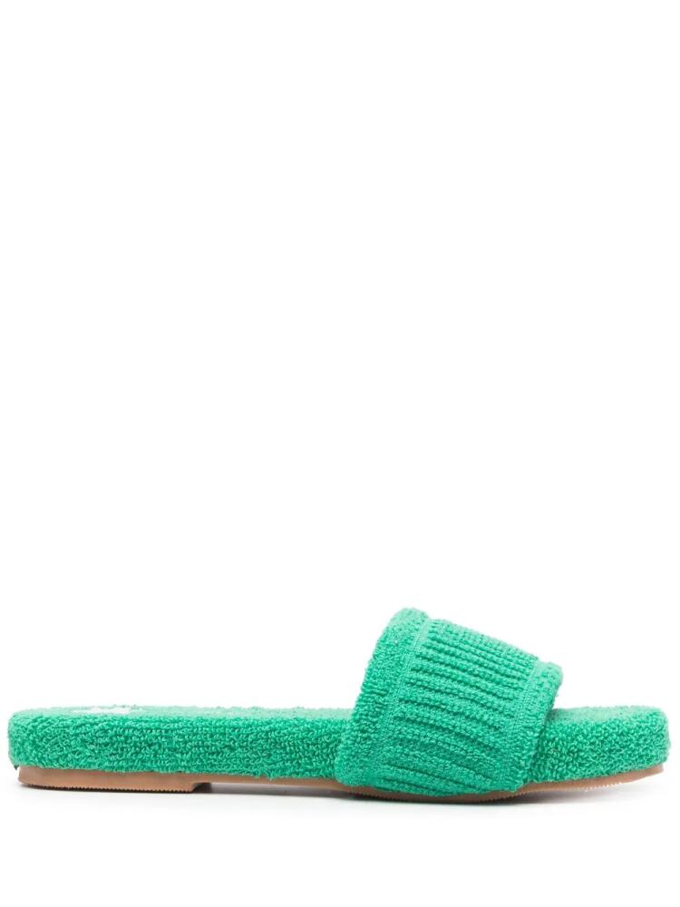 Manebi terrycloth flat slides - Green Cover