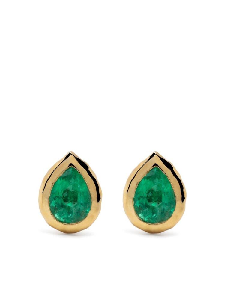 Octavia Elizabeth 18kt yellow gold emerald stud earring Cover