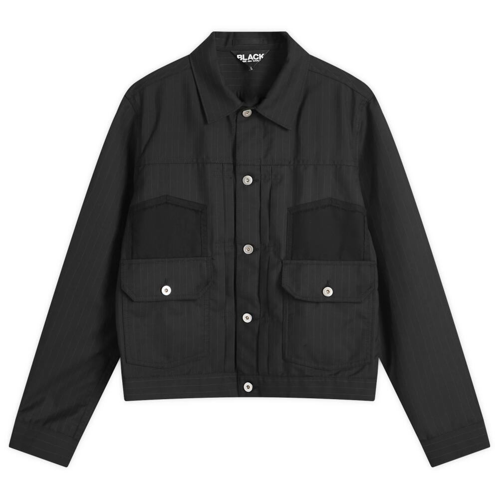 Comme des Garçons Black Men's Pinstripe Trucker Jacket in Black/White Cover