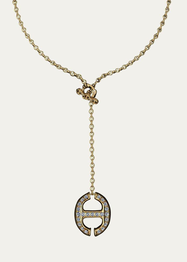 Hoorsenbuhs 18K Yellow Gold Grand Link Lariat Necklace with White Diamond H Station, 17"L Cover