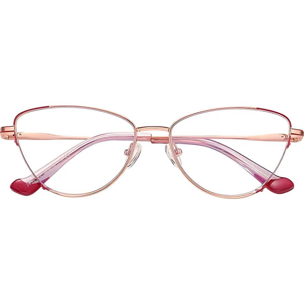 Fifth & Ninth Cora 54mm Cat Eye Blue Light Blocking Glasses in Rose Gold /Clear Cover