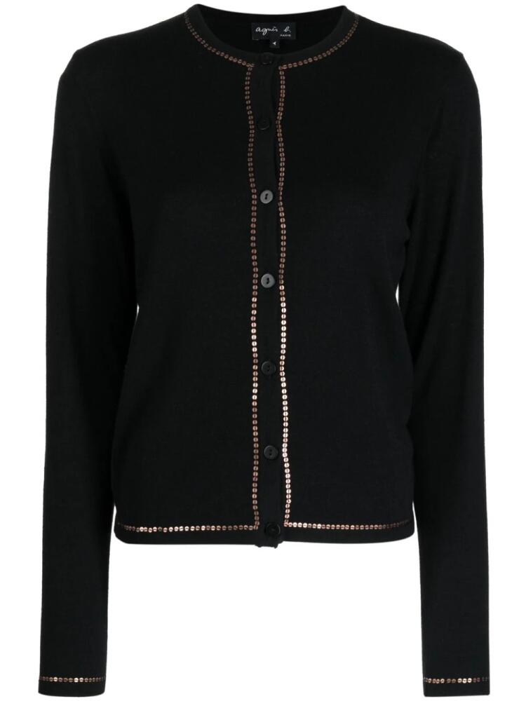 agnès b. Paillettes fine-knit cardigan - Black Cover