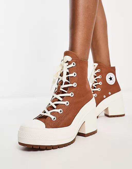 Converse Chuck 70's Deluxe heeled sneaker boots in brown Cover