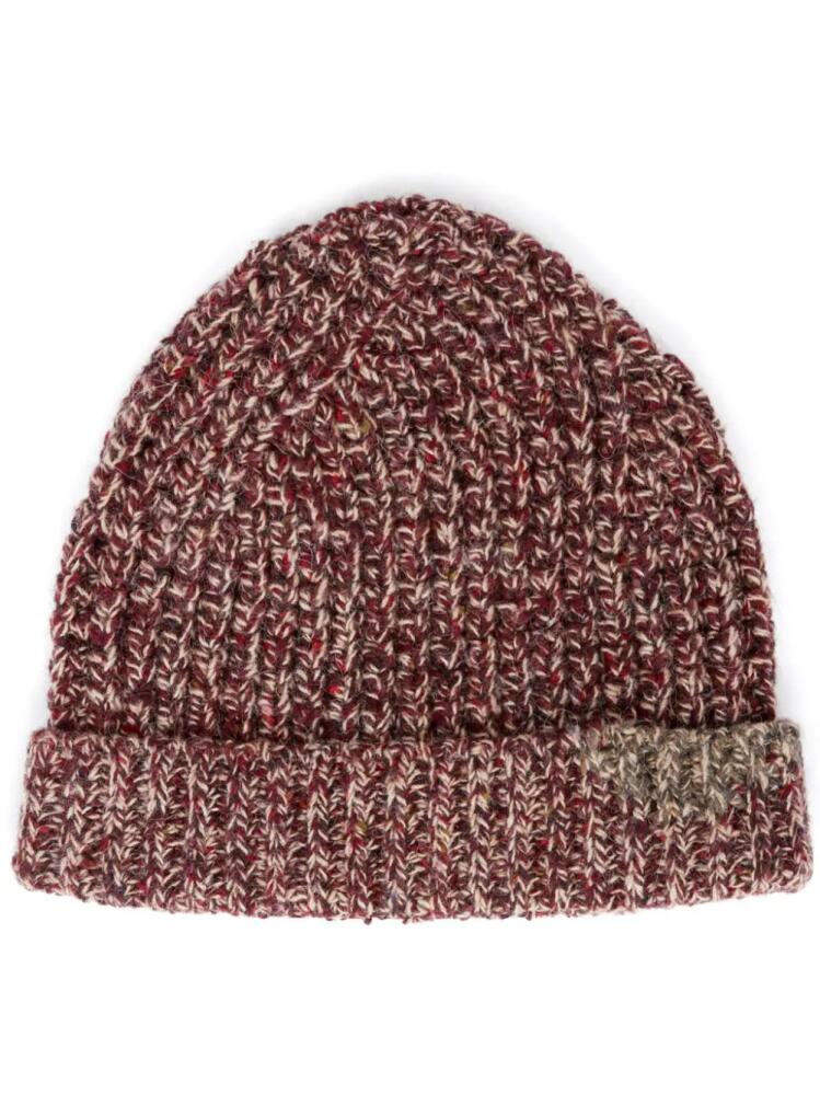 Maison Margiela Mended chunky-knit beanie - Red Cover