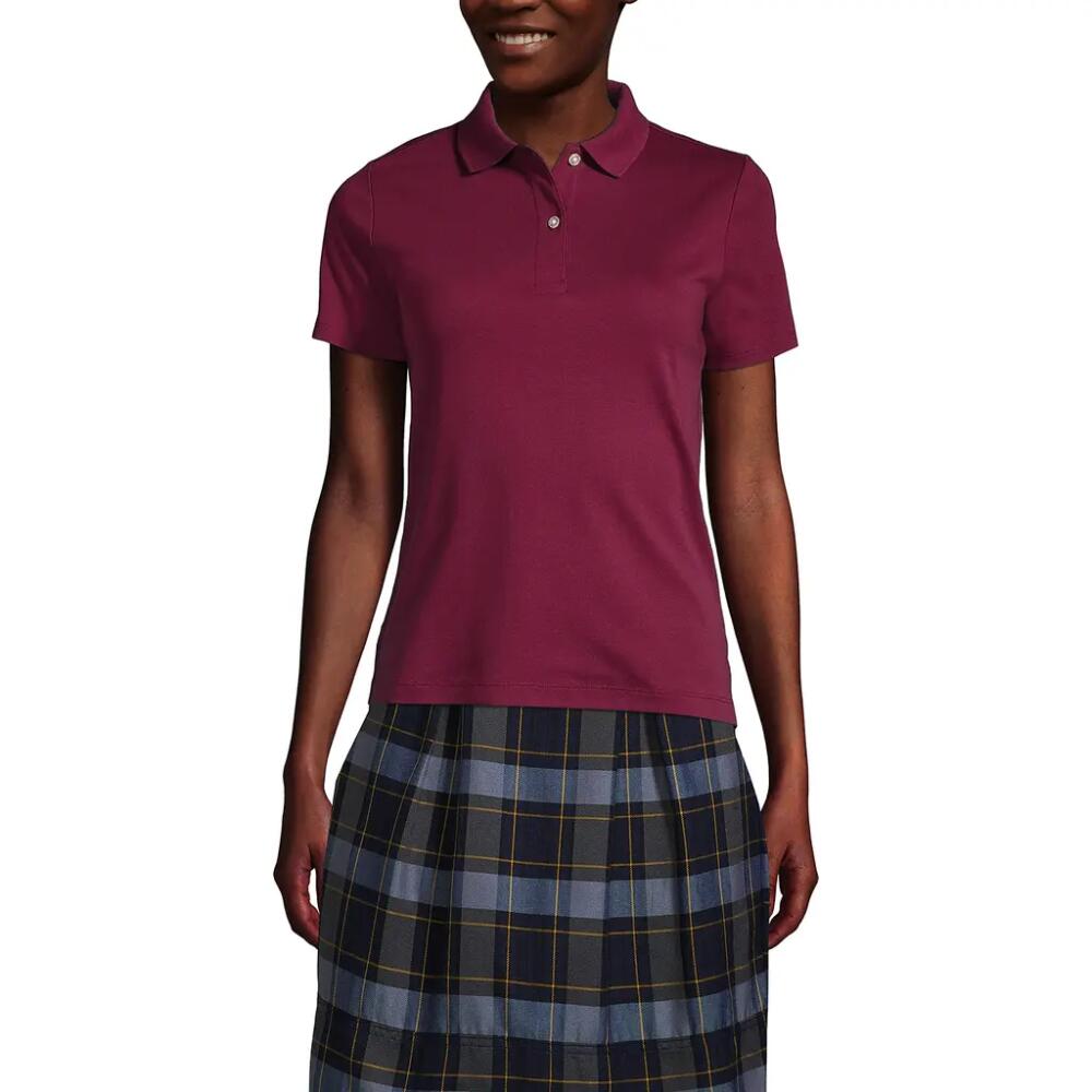 Lands' End School Uniform Short Sleeve Feminine Fit Interlock Polo Shirt in Burgundy Cover