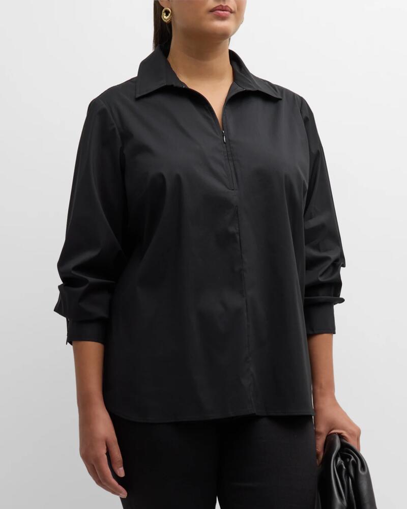 Finley Plus Size Endora Zip-Front Poplin Top Cover