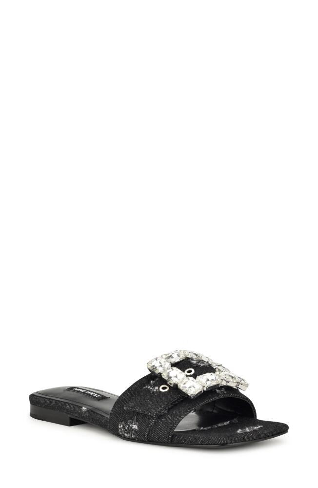 Nine West Matter Crystal Buckle Slide Sandal in Black Cover