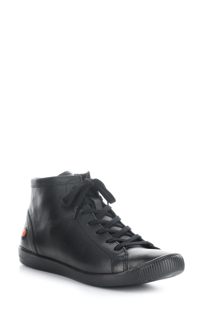 Softinos by Fly London Ibbi Lace-Up Sneaker in 022 Black Supple Leather Cover