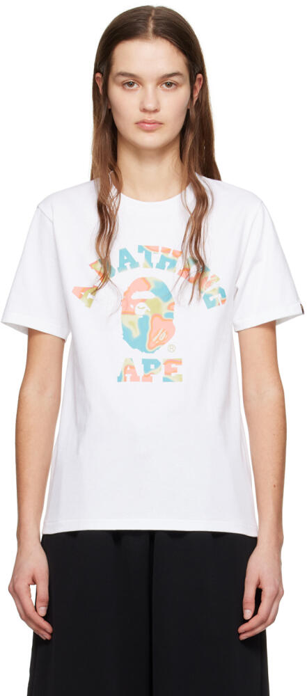 BAPE White Liquid Camo College T-Shirt Cover