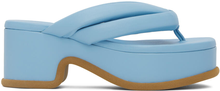 Dries Van Noten Blue Platform Thong Heeled Sandals Cover