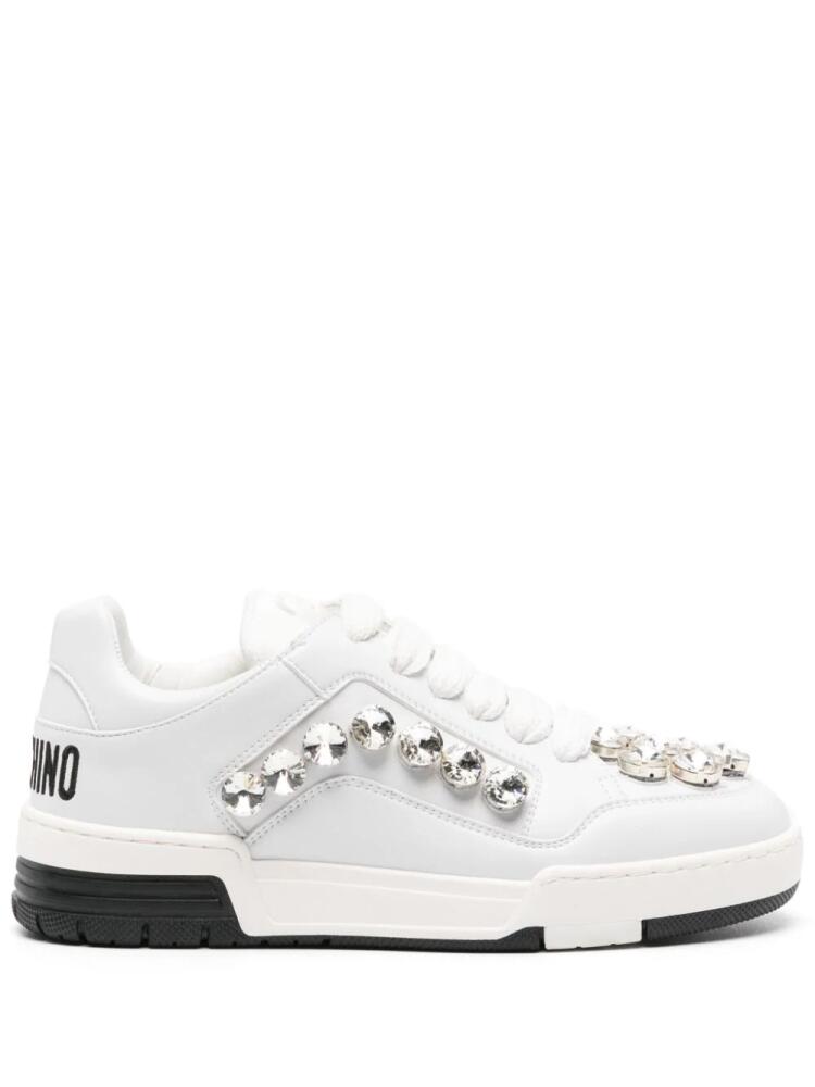 Moschino crystal-embellished panelled sneakers - White Cover